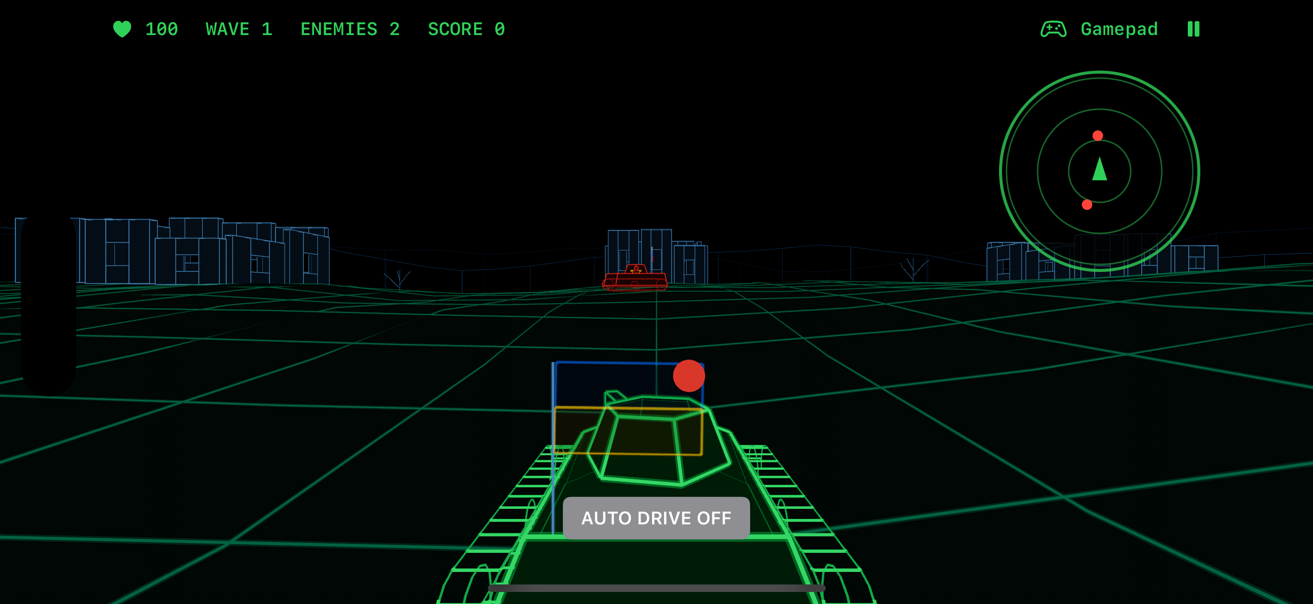 Wireframe Tanks battlefield running on iPhone
